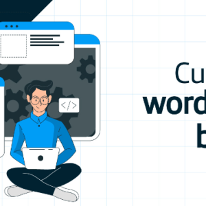 Ilustración de una persona con una notebook, curso básico worpdress